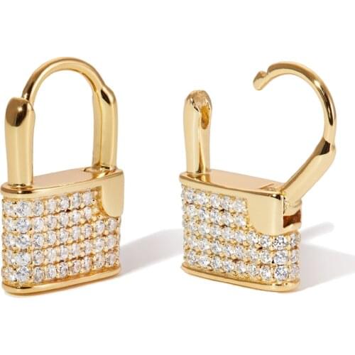 Micro pave cz lock earring for lady fashion trendy women jewelry 2019 New arrived european women jewelry