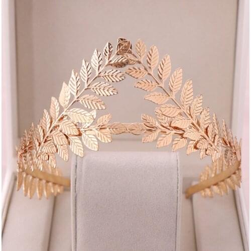 Wedding Party Crown Bridal Tiara Leaf Hairband Gold Silver Color Vintage Bride Hair Hoop Hair Accessories Women Jewelry Headband