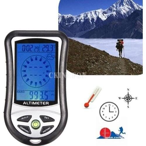 100Pcs/Lot Digital 8 In 1 LCD Compass Barometer Altimeter Thermo Temperature Clock Calendar