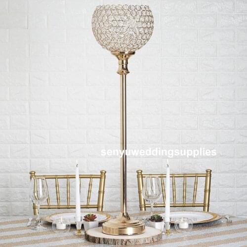 12pcs) New style Tall Gold Silver Crystal Acrylic Goblet Votive Candle Holder senyu1418