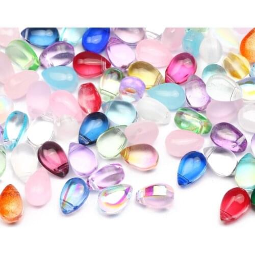 20-100pcs/lot 6x9mm Color Water Droplets Beads Glass Loose Spacer Beads for Jewelry Making Necklace Handmade Diy Accessories
