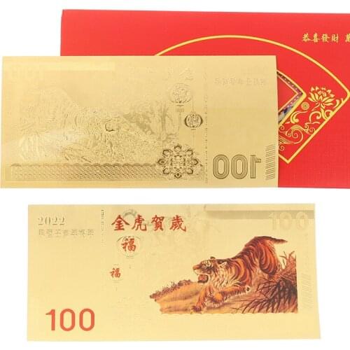 5pcs Chinese New Year Of Tiger 2022 Original Commemorative Coin Banknote Zodiac Craft