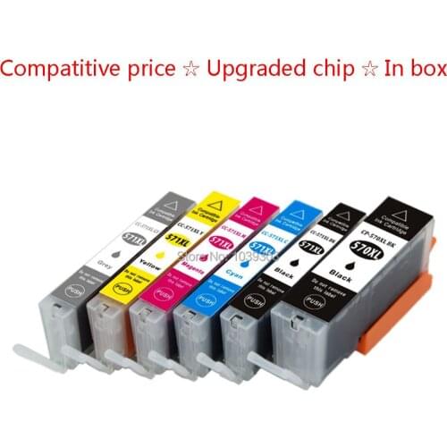 6Pk Compatible Ink Cartridge PGI-570 PGI570 CLI 571 Inks For Canon PIXMA MG7750 MG7751 MG7752 MG7753 Printer Ink with Chips