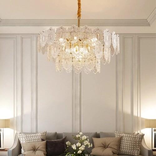 Artpad Post Modern Living Room Chandeliers Salon Home Interior Lighting French Gold Decor Crystal Hanging Lights Dining Room
