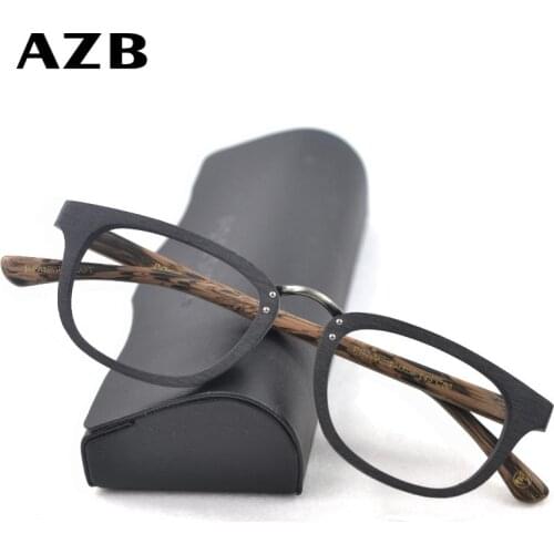 AZB Wood Eyeglasses Frames for Women Man Prescription Optical Prescription Spectacle Glasses Frame Clear Lens Reading Glasses