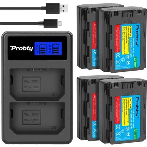 PROBTY 2600mAh NP-FZ100 NPFZ100 NP FZ100 Battery + LCD Dual USB Charger for Sony NP-FZ100, BC-QZ1, Sony a9, a7R III, a7 III, ILC