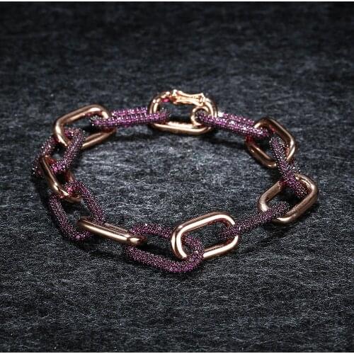 LIDU High Quality 925 Silver Red Diamond Chain Bracelet Rose Gold Stylish Exquisite Monaco Jewelry To Send Friends As Gifts