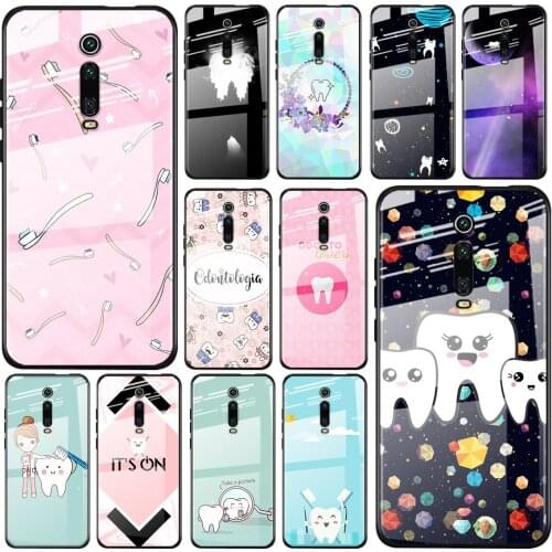 Tempered Glass Cover Dentist Teeth Cartoon For Xiaomi Redmi K40 K30 K20 9T 9C 9A 9 8A 7 Pro Plus Shockproof Phone Case