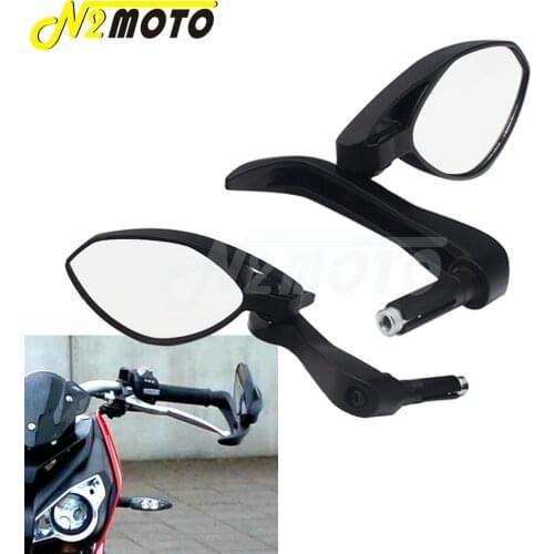 Black Motorcycle 7/8" 22mm Handguard Handlebar Side Rear View Mirror Sport Street Bikes 13-18mm Bar End Mirrors Lever Protection