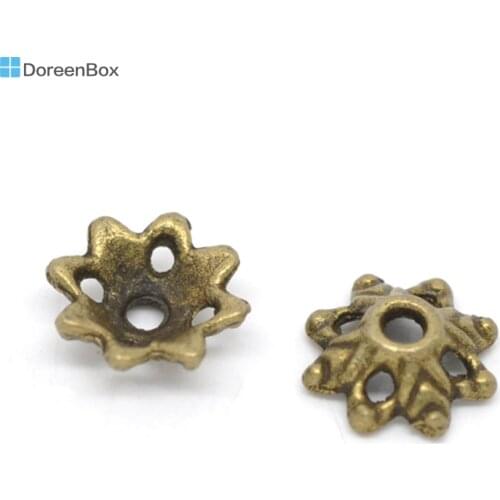 Doreen Box Lovely 150 Bronze Tone Flower Bead Caps Findings 8x3mm (B14479)