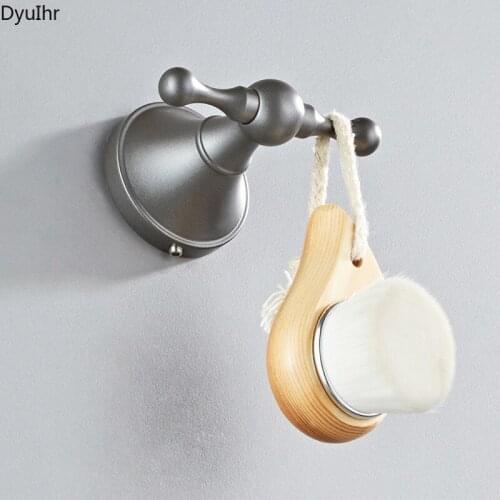 DyuIhr dark gray simple bathroom wall-mounted coat hook copper material single hook storage rack bathroom accessories