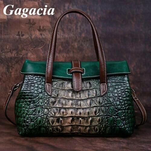 GAGACIA New Genuine Leather Retro Luxury Women Handbags For Female Handmade Shoulder Bag Alligator Personalized Women Bags 2021