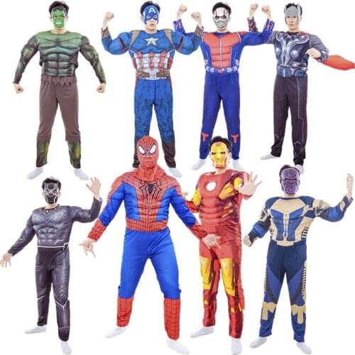 Adult Avengers Costume Men&women Spiderman/Hulk/Captain America/Black Panther/ Thanos Superhero Cosplay Costume