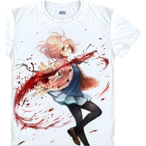 Kyokai No Kanata Anime Printe T-shirt Kuriyama Mirai Kanbara Akihito Cosplay Tshirts Summer Tops Funny Streetwear Casual T Shirt