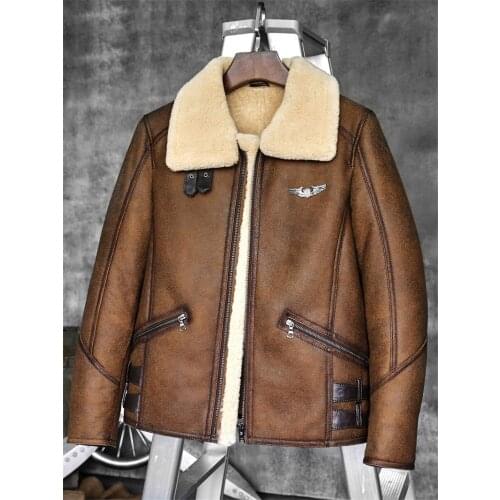 Denny&Dora Mens B-3/B6 Sheepskin Shearling Bomber Jacket