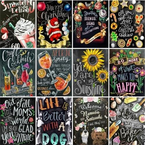 AZQSD DIY Paint By Number Blackboard Canvas Painting Kits Kitchen Home Decor Coloring By Numbers Landscape Wall Art