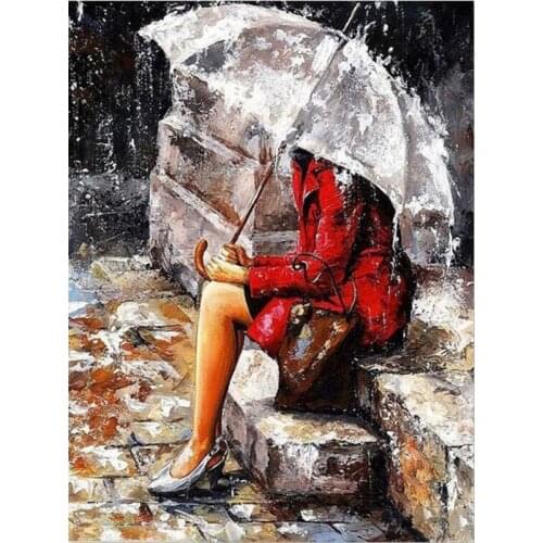 Embroidery Sets For needlework Canvas Painting Girl with umbrella Picture 40x50cm Precision Printing Cross stitch kits