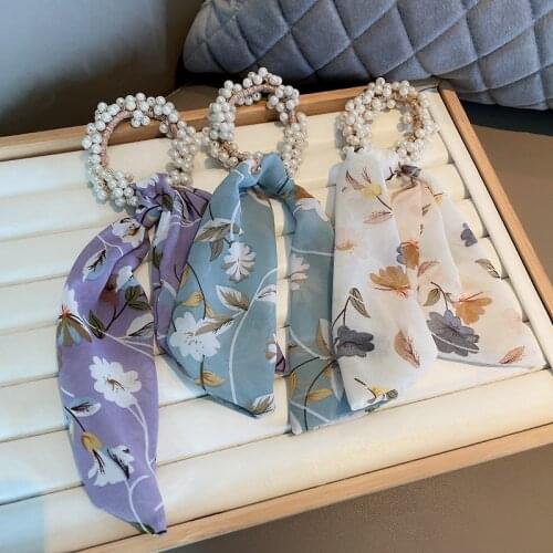 New Floral Print Scrunchie Hair Ribbons Elastic Hair bands For Women Ponytail Scarf Bows Hair Ropes Girls Hair ties Accessories