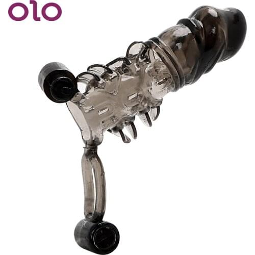 OLO Reusable Sex Toy Man For Adults Intimate Products For Men Silica Gel Condoms Condom Penis Penis Enlargement Private Goods