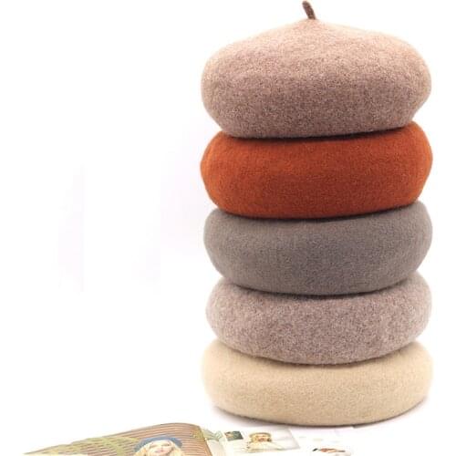 Autumn Winter Women Hats Korean Style Three-dimensional Wool Beret British Knitted Painter Hat Warmth Beret Mushroom Hat