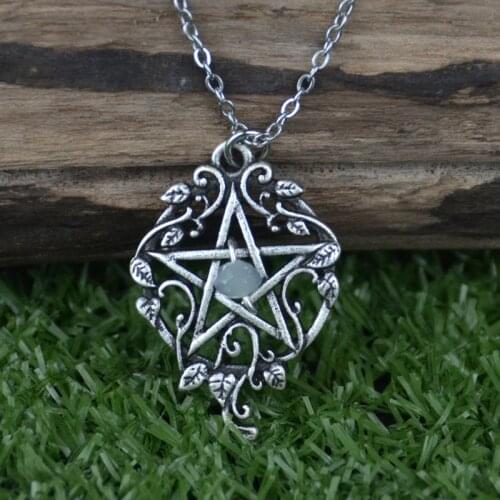 Witch Pentagram With Ivy Necklace Pagan Gothic Wiccan Jewelry