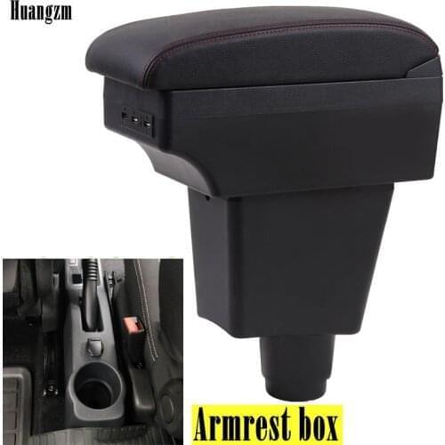 For Renault Logan Armrest box Interior special Retrofit parts Car Logan 2 Armrest box Center Storage box with USB LED light