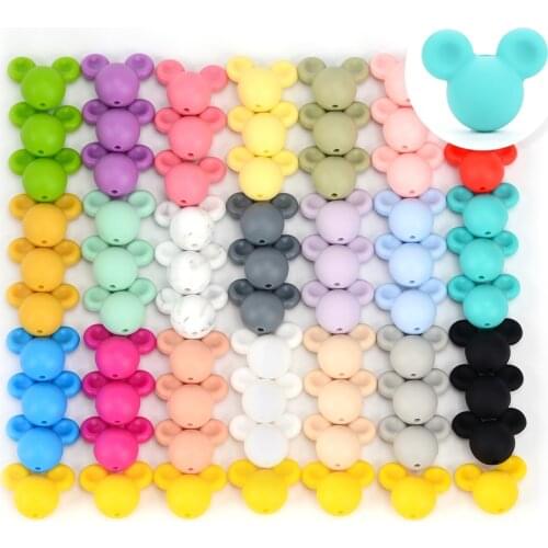 Silicone Beads mouse Baby Teething Beads 20pcs/lot Food Grade Teether Colorful Chew Necklace Bracelet Bangle Jewelry Making