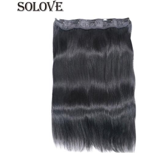 SOLOVE Hair Brazilian Remy Straight Hair Clip In Human Hair Extensions Natural Color 5 Clips/1 piece