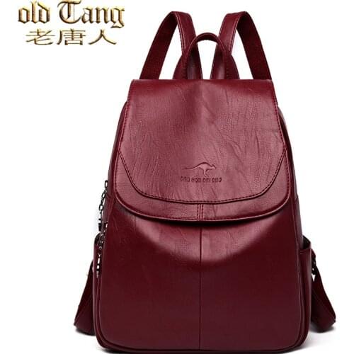 OLD TANG Fashion Casual Trend PU Leather Travel Backpack for Women 2020 New High Quality Rucksack Daily Knapsack Mochila