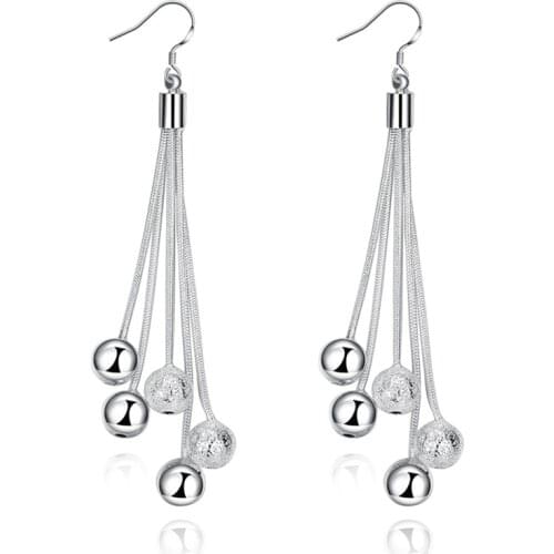 BABYLLNT 925 Silver Five Line Snake Chain Beads Drop Earrings For Women Engagement Fashion Wedding Jewelry Gift
