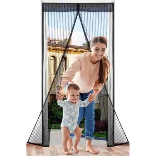 Summer Anti Mosquito&Fly Insect Bug Net Curtains Magnetic Door Screen Heavy Fabric Screen Full Frame Adhesive Door Screen Mesh