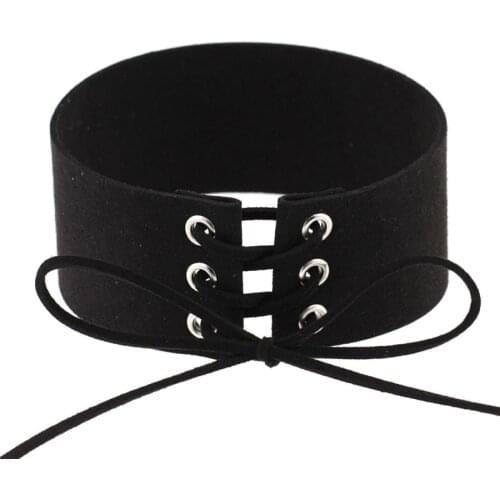 Vintage Shoelace Egirl Lace Up Faux Leather Choker for Women Sexy Night Club Collar Choker Necklace Gothic Punk Party Jewelry