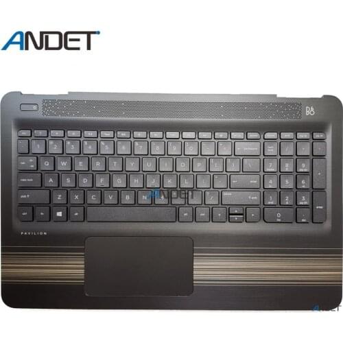 Upper Case For HP Pavilion 15-AU 15T-AU 15-AW Series Laptop Palmrest With Touchpad Keyboard Upper Case CCover Black Gold Stripes