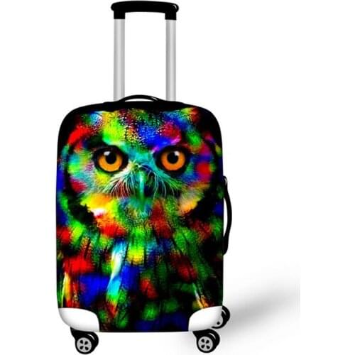 Waterproof Neon Owl Travel Luggage Cover Elastic Stretch 18/20/22/24/26/28inch Animal Protective Dust Suitcase Cover