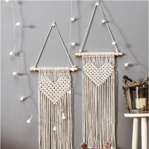 Handmade Knit Heart Shape Dreamcatcher House Decoration Nordic Style Dreamcatcher Wall Hanging Decoration