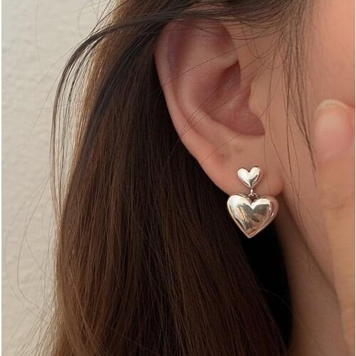 Womens Fashion Romantic Heart-Shape Drop Earrings Female Simple Lovely Dangle Piercing Earring Stud Accessories Best Gifts