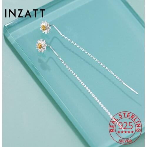 INZATT Tassel Line Chain Light Beads Dangle Drop Earrings For Trendy Women 925 Sterling Silver Accessories Fine Jewelry Gifts