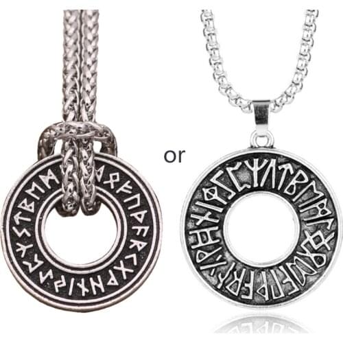 13MC Runic Vegvisir Compass Pendant Necklace Futhark Runes Viking Talismans Jewelry