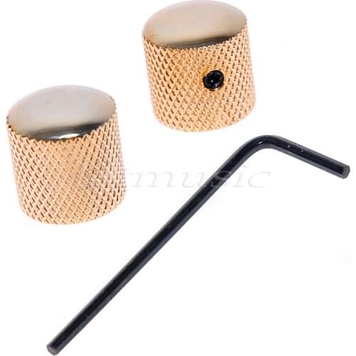 2pcs High Quality Bronze Dome Guitar Knob Screw Style Solid Shaft Gold