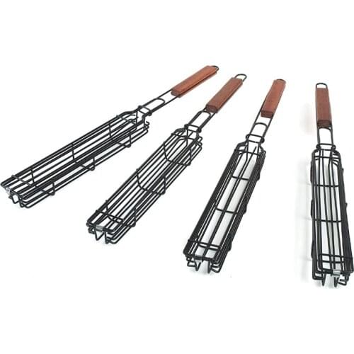 4Pcs Barbecue Baskets Sausage Grill Basket Grill Baskets Non-Stick Barbecue Grill Barbecue Clip bbq accessor