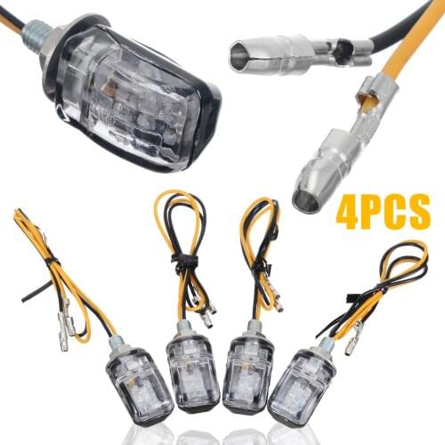 4pcs 12V Amber LED Motorcycle Dirt Bike Turn Signal Light Mini Blinker Indicator Small Rectangular Lamp 2 wires For Honda