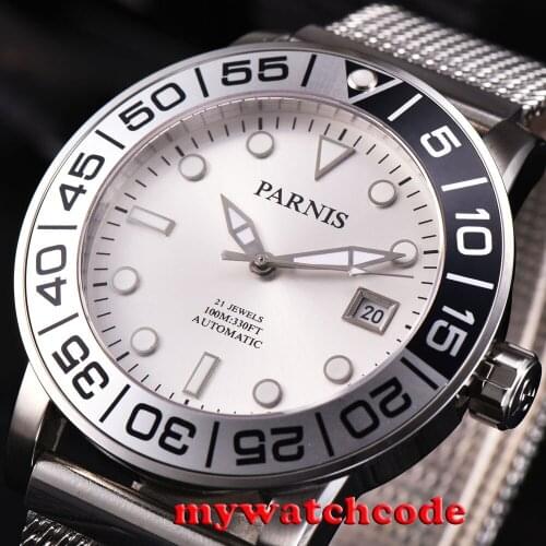 42mm Parnis silver dial Sapphire glass 21 jewel Miyota automatic mens watch P531