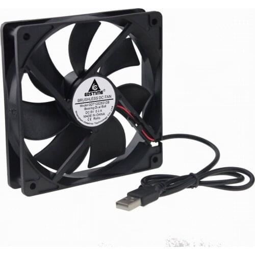 Gdstime 5 Pcs 2000RPM Dual Ball 5 Volts USB PC Cooler 120*120*25mm DC Brushless Motor Cooling Fan 5V 120mm x 25mm 12cm 12025