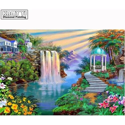 DIY Diamond Painting Beautiful Landscape Waterfall Diamond Embroidery Cross Stitch Rhinestone Mosaic Home Decoration Gift XY20