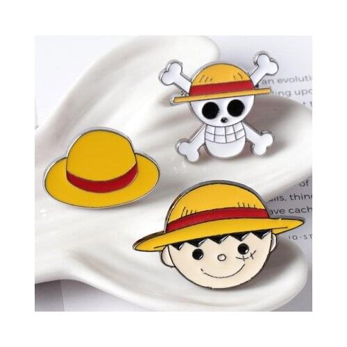 Anime ONE PIECE Monkey D. luffy cosplay Metal costumes badge anime pins ONE PIECE straw hat Mera-mera Fruit pin accessories