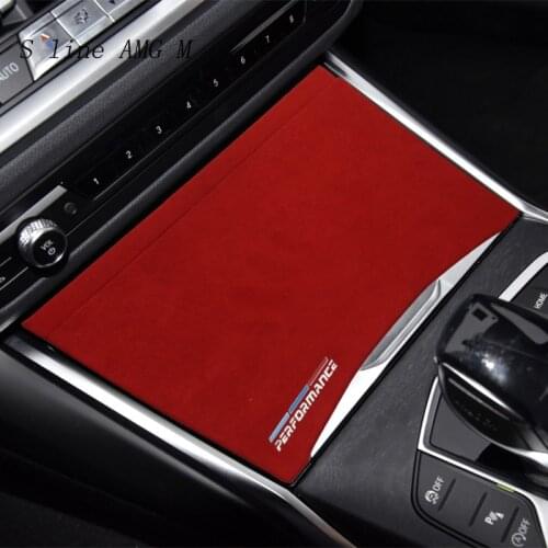 Car Styling Suede Car Wrapping ABS Gear Shift Water cup panel For M Performance Covers Stickers For BMW G20 G28 325li 3 Series