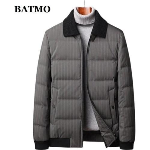 BATMO 2020 new arrival 90% white duck down jackets men,striped thicked warm parkas coat ,plus-size M-4XL 8058