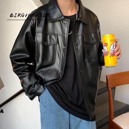BIRGHWATER Men's Faux Leather Jackets
