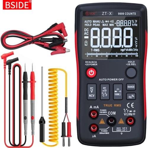BSIDE ZT-X Digital Multimeter 9999 T-RMS Auto Range EBTN LCD DC AC Voltmeter Ammeter Analog Lcr Meter capacitor Ohm NCV Tester