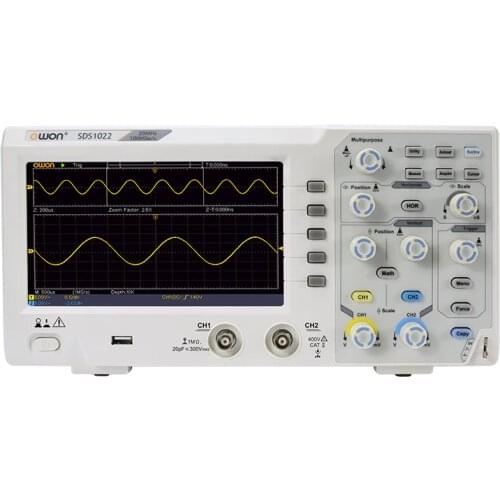 OWON SDS1022 Digital Storage Oscilloscope 2 Channels 20Mhz Bandwidth 7''inch LCD Display Portable USB Oscilloscopes Testing Tool